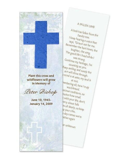 Cross Plantable Memorial Bookmark (Pack of 12) - The Funeral Program Site