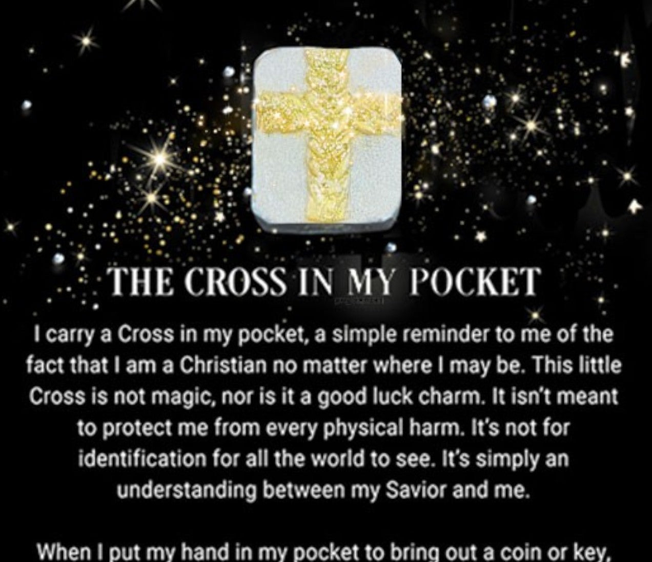 Sparkling Cross In My Pocket Stone With Card