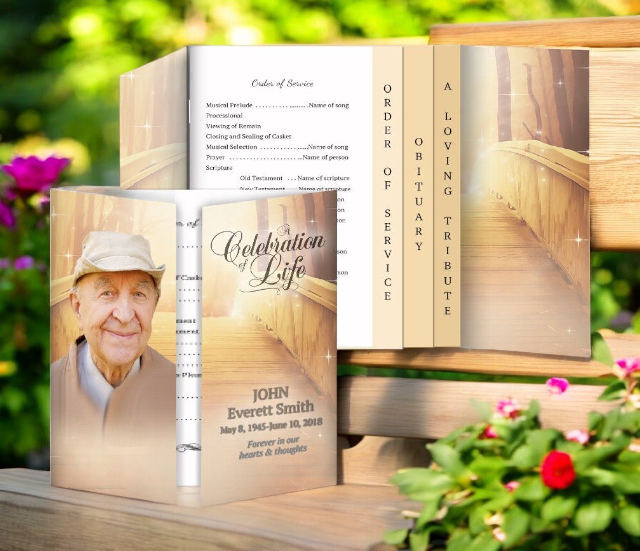 Crossing Gatefold - Graduated Combo Funeral Program Design & Print (Pack of 50) - The Funeral Program Site