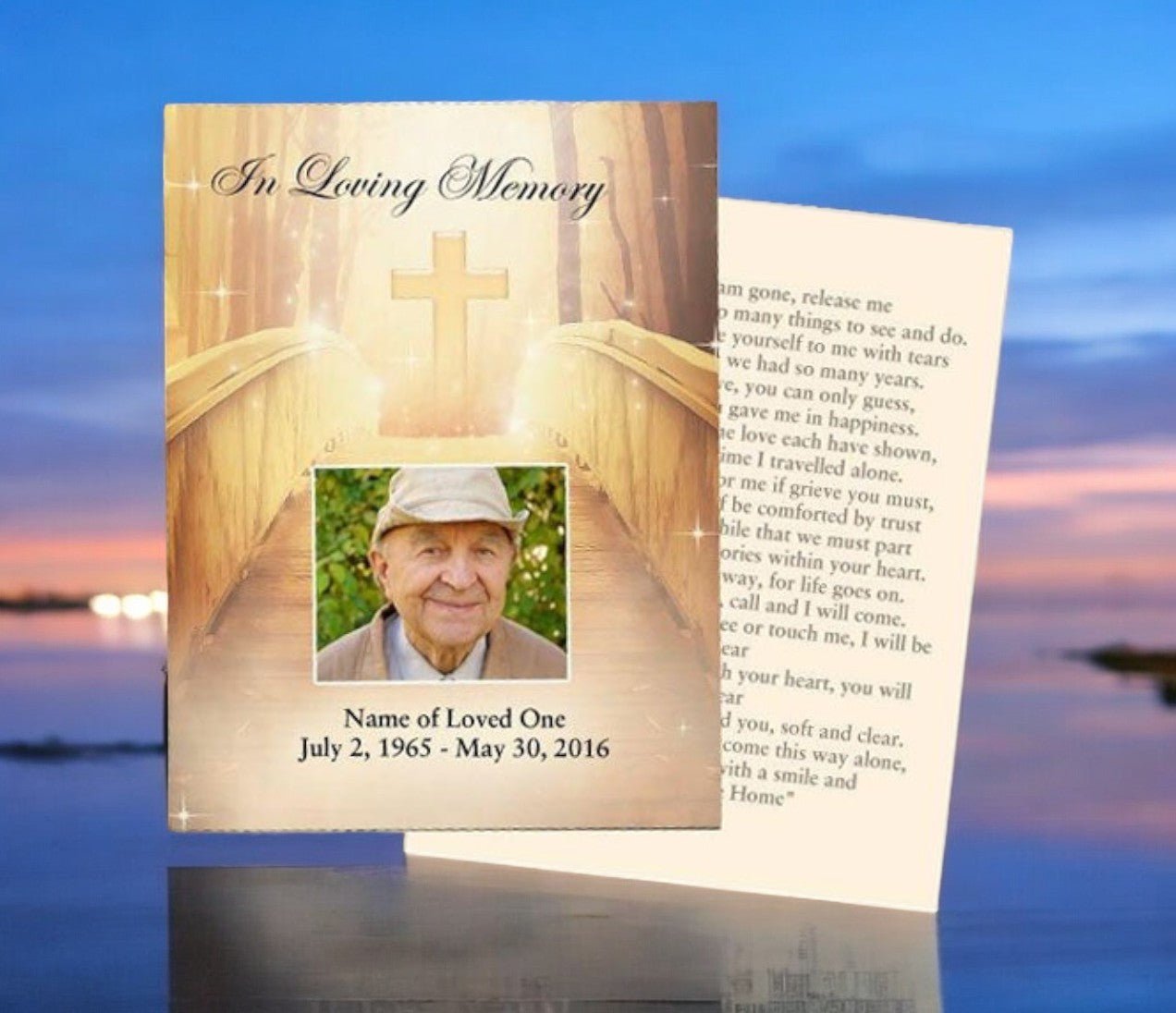 Crossing Small Memorial Card Template - The Funeral Program Site