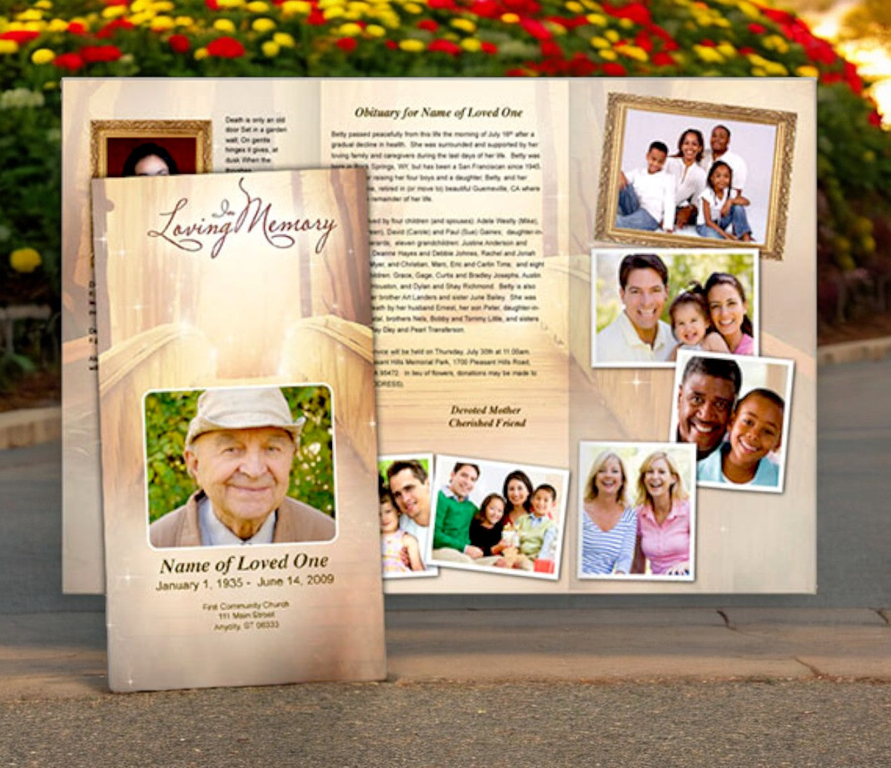 Crossing Trifold Funeral Brochure Template