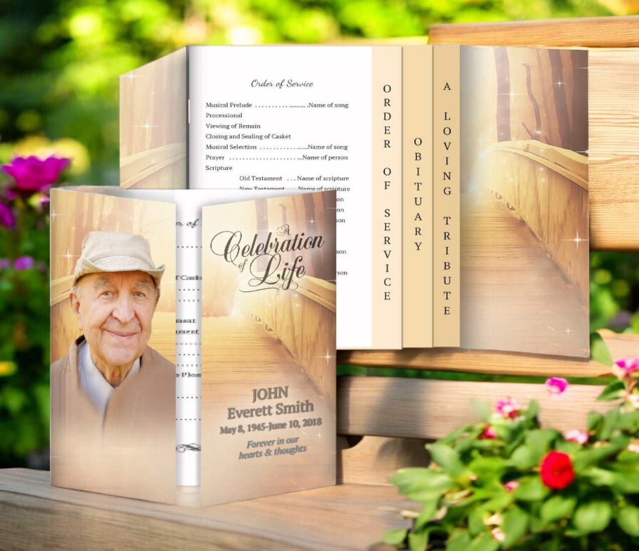 Crossing Gatefold-Graduated Combo Funeral Program Design & Print (Pack of 50)