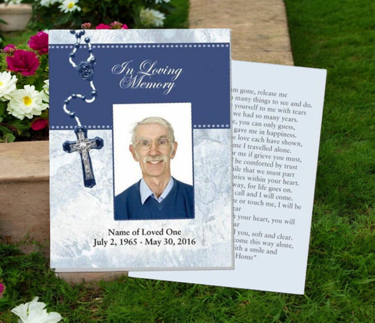 Crucifix Small Memorial Card Template - The Funeral Program Site