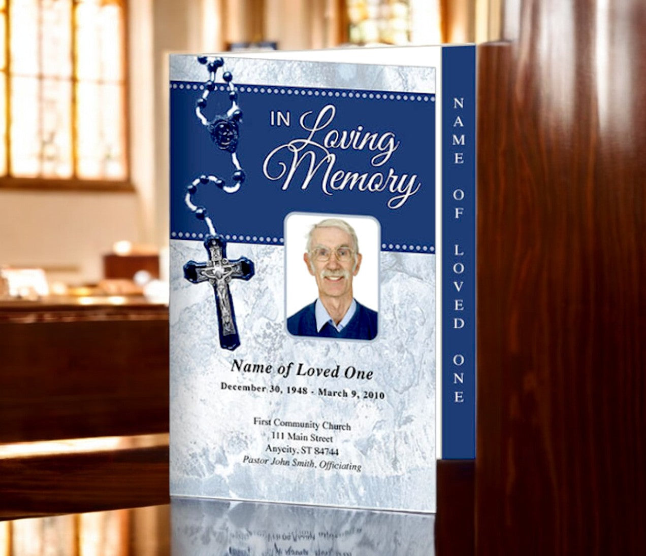 Crucifix 4-Sided Graduated Funeral Program Template