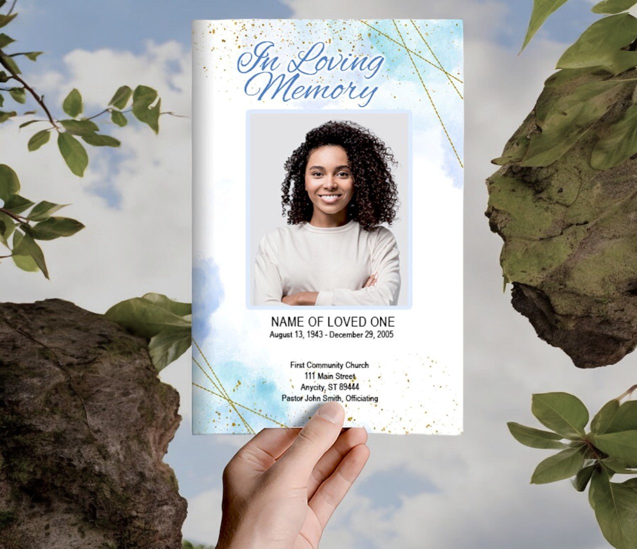 Crystal Blue Funeral Program Template - The Funeral Program Site