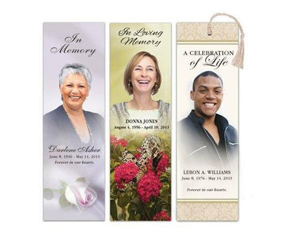 Custom Cover Memorial Bookmark Template - The Funeral Program Site