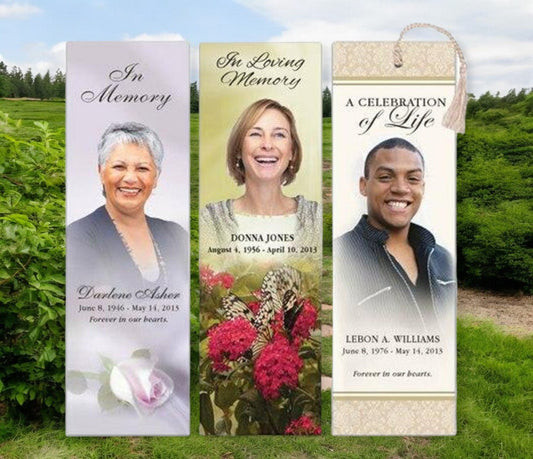 Custom Cover Memorial Bookmark Template - The Funeral Program Site