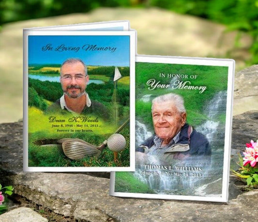 Custom Cover Small Memorial Card Template - The Funeral Program Site