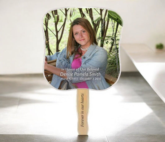 Custom Personalized Hour Glass Memorial Fan (Pack of 10) - The Funeral Program Site