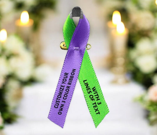 Personalize Your Own 3 Color Awareness Ribbon - Pack of 10