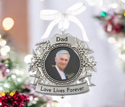 Dad Silver In Loving Memory Christmas Ornament - The Funeral Program Site