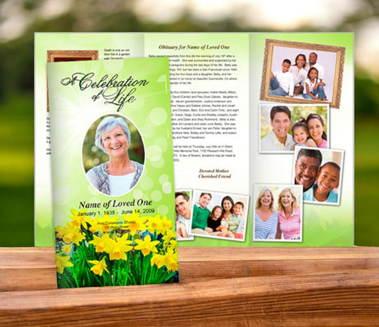 Daffodils Trifold Funeral Brochure Template