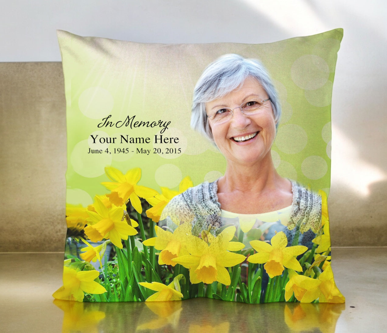 Daffodils In Loving Memory Memorial Pillow