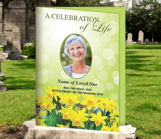 Daffodils A4 Funeral Order of Service Template