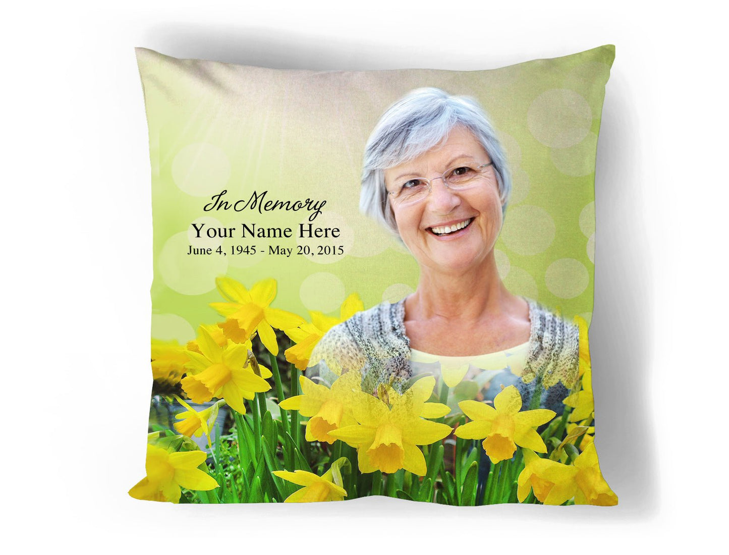 Daffodils In Loving Memory Memorial Pillow - The Funeral Program Site