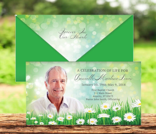 Daisy Delight Envelope Fold Funeral Program Design & Print (Pack of 50) - The Funeral Program Site