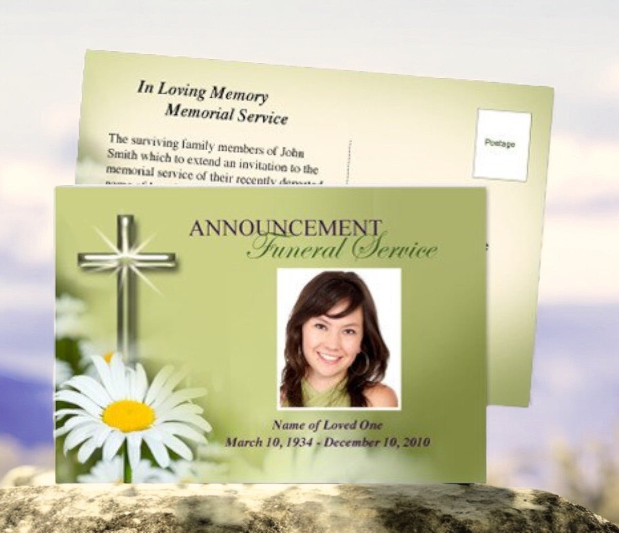 Daisy Funeral Announcement Template - The Funeral Program Site