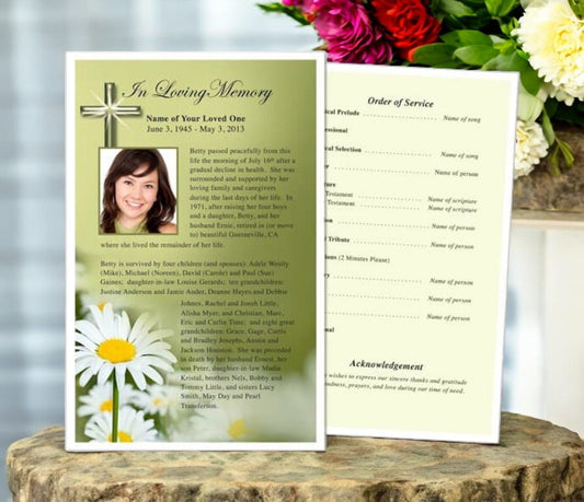 Daisy Funeral Flyer Template - The Funeral Program Site