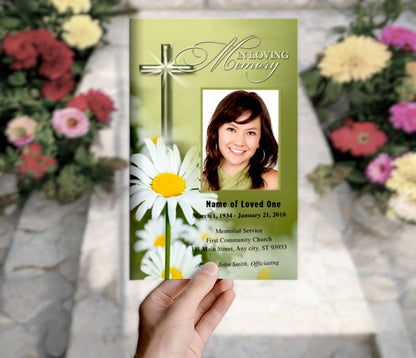 Daisy Letter Single Fold Program Template - The Funeral Program Site