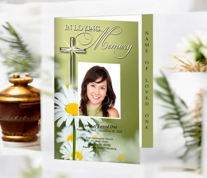 Daisy 4-Sided Graduated Funeral Program Template