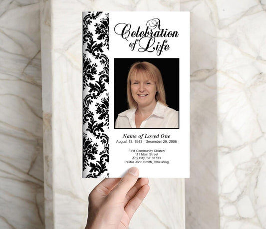 Damask Funeral Program Template - The Funeral Program Site