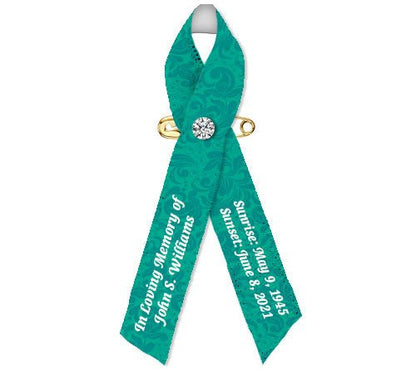 Damask Pattern Custom Awareness Ribbons - Pack of 10