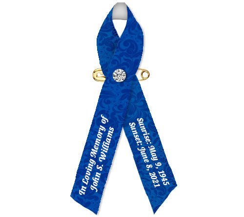 Damask Pattern Custom Awareness Ribbons - Pack of 10 - The Funeral Program Site