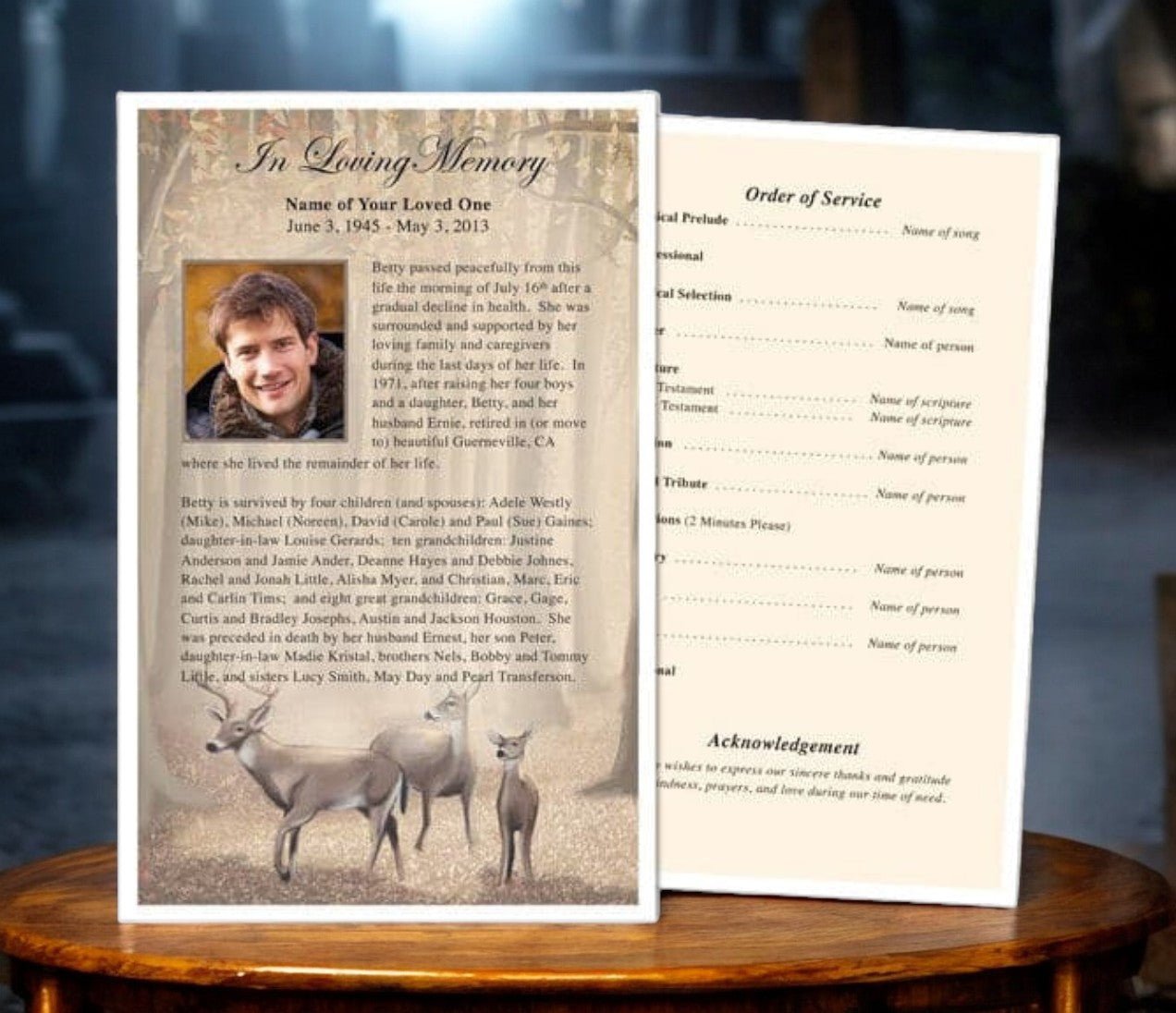 Deer Funeral Flyer Template - The Funeral Program Site