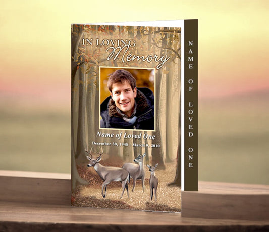 Deer 4-Sided Graduated Funeral Program Template