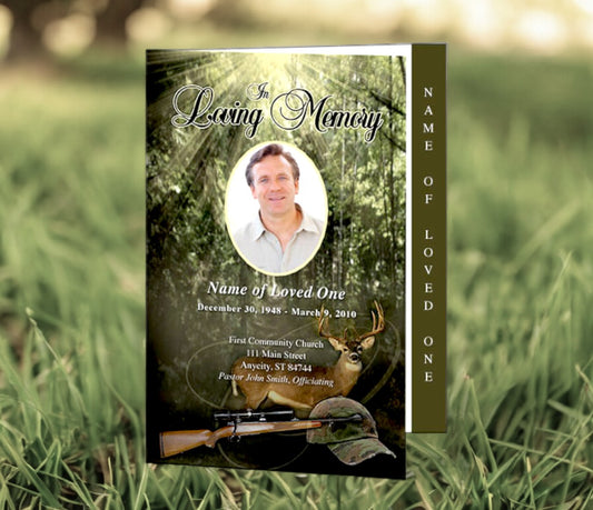 Hunter 4-Sided Graduated Funeral Program Template