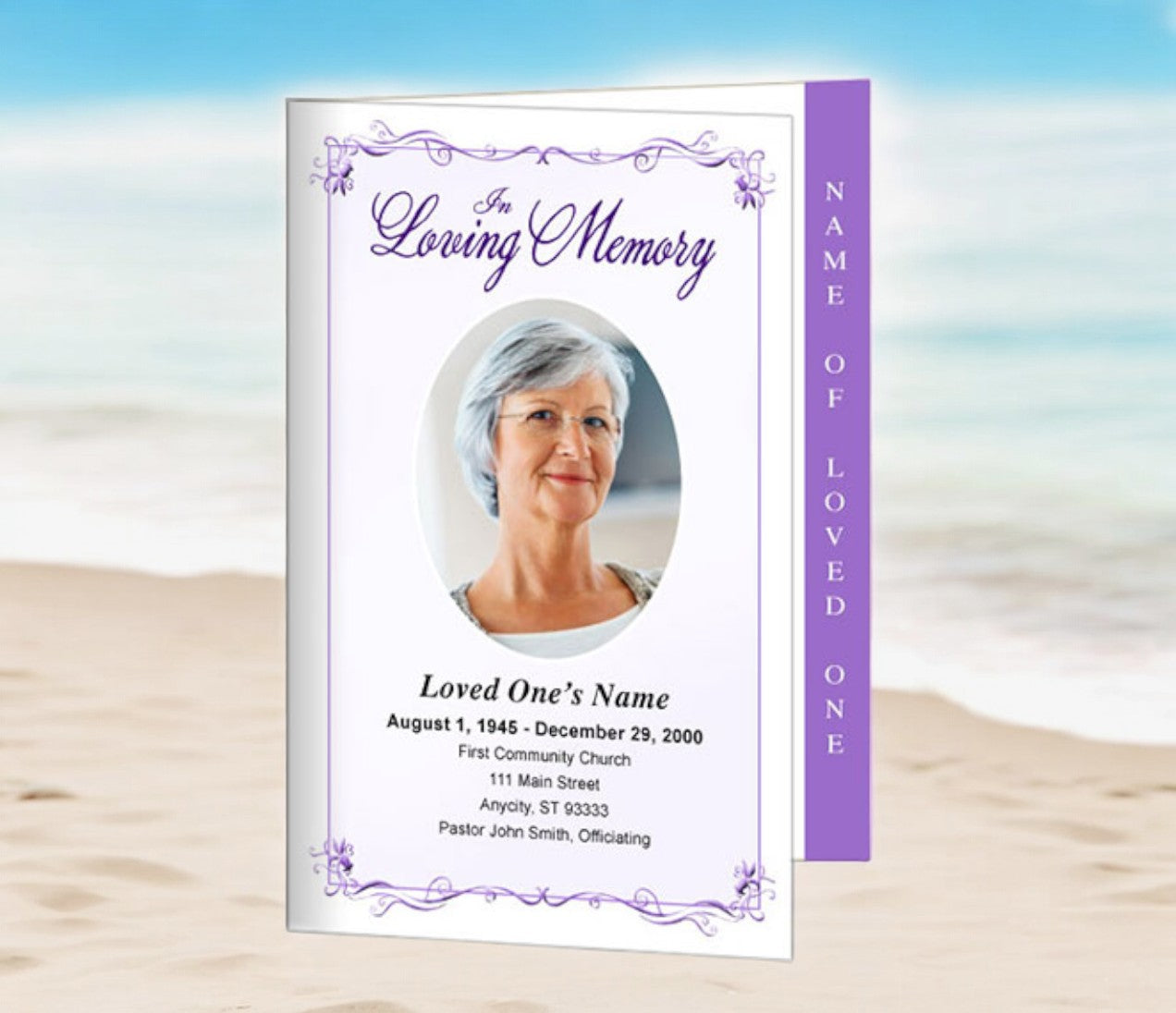 Delicate 4-Sided Graduated Funeral Program Template