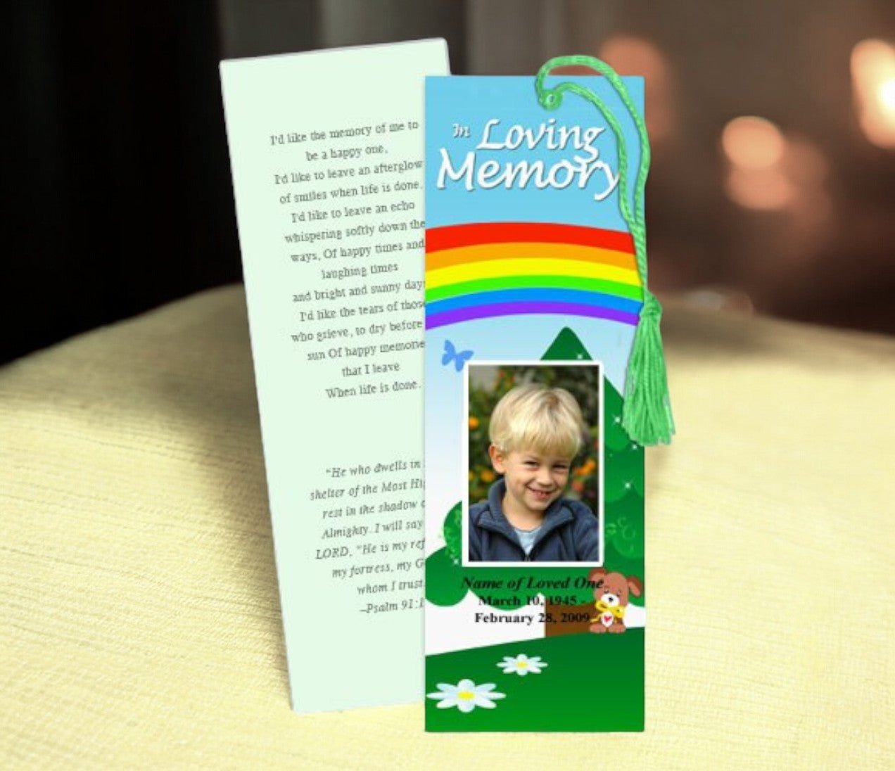 Delight Memorial Bookmark Template - The Funeral Program Site