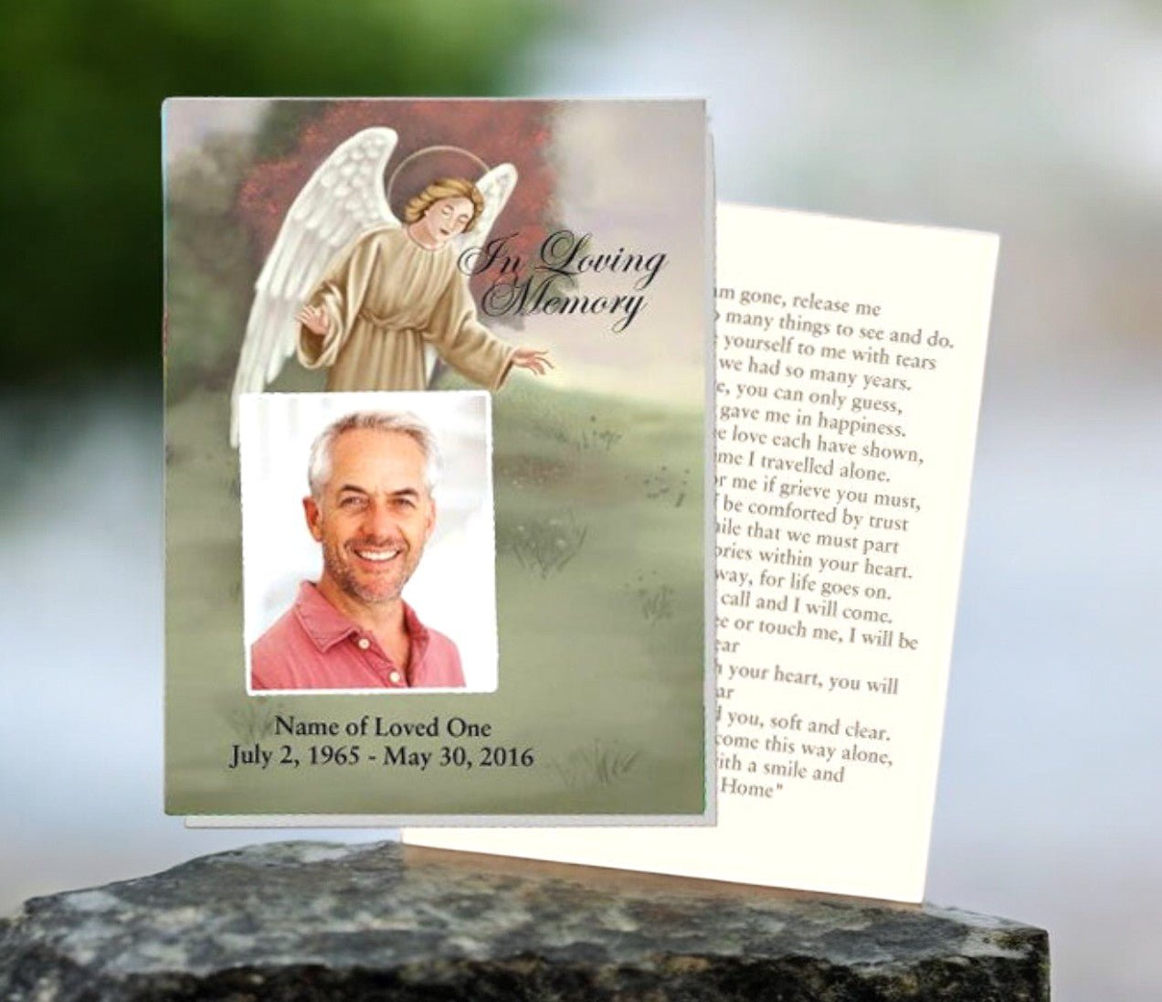 Delilah Small Memorial Card Template - The Funeral Program Site