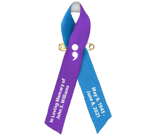 Depression Awareness Ribbons With Semicolon (Purple/Blue) - Pack of 10