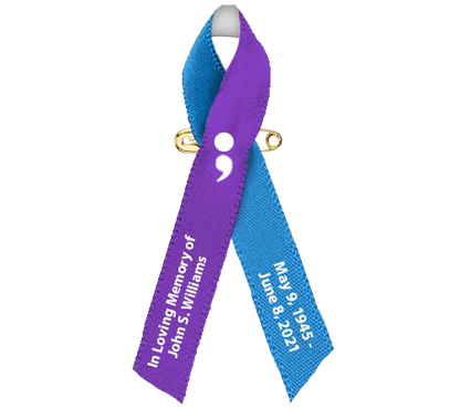 Depression Awareness Ribbons With Semicolon (Purple/Blue) - Pack of 10