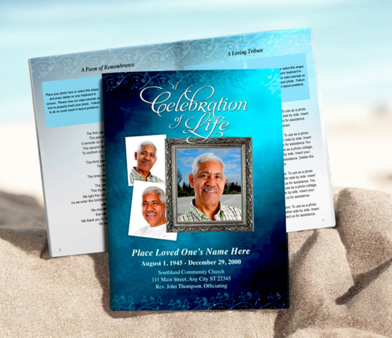 Teal Devotion Funeral Booklet Template