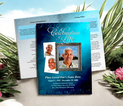 Teal Devotion Funeral Booklet Template