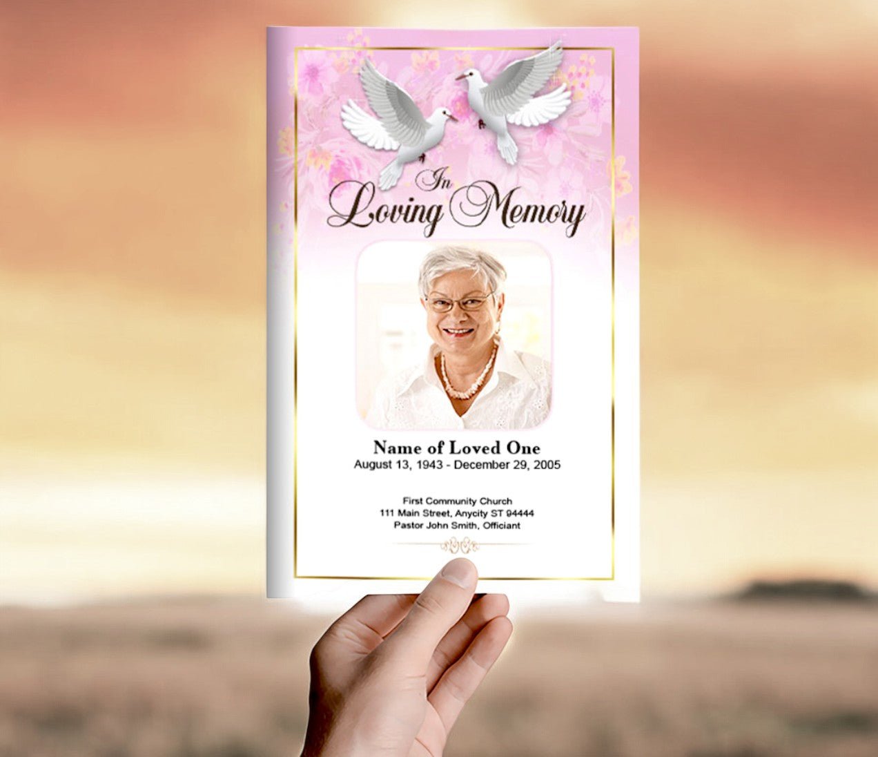 Double Doves Funeral Program Template - The Funeral Program Site