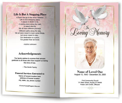 Double Doves Funeral Program Template - The Funeral Program Site