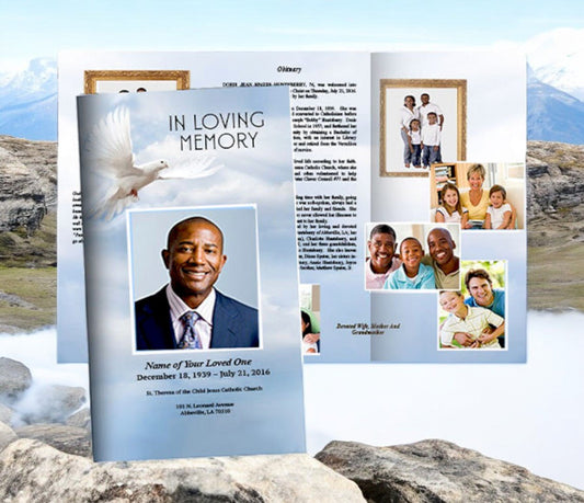 Dove of Peace Trifold Funeral Brochure Template - The Funeral Program Site