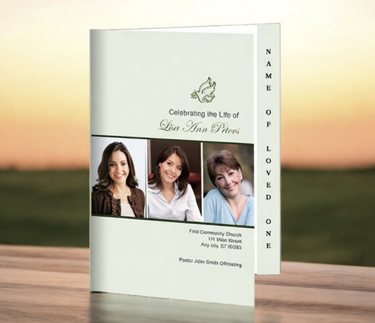 Modern Dove 4-Sided Graduated Funeral Program Template