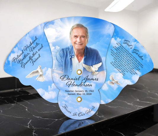 Doves Folding Memorial Hand Fans (Pack of 10) - The Funeral Program Site