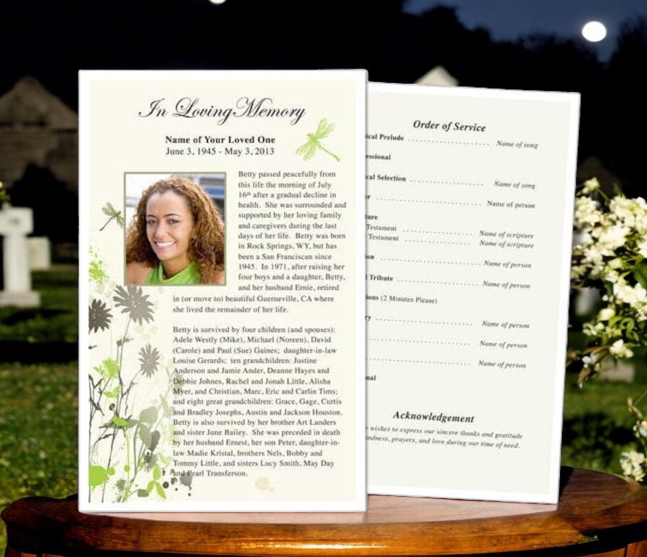 Dragonfly Funeral Flyer Template - The Funeral Program Site