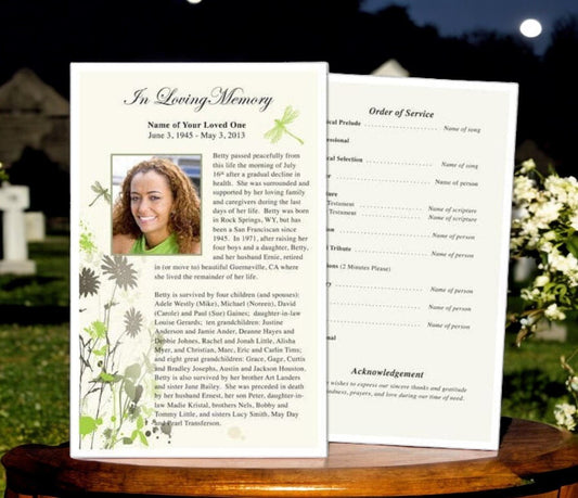 Dragonfly Funeral Flyer Template - The Funeral Program Site