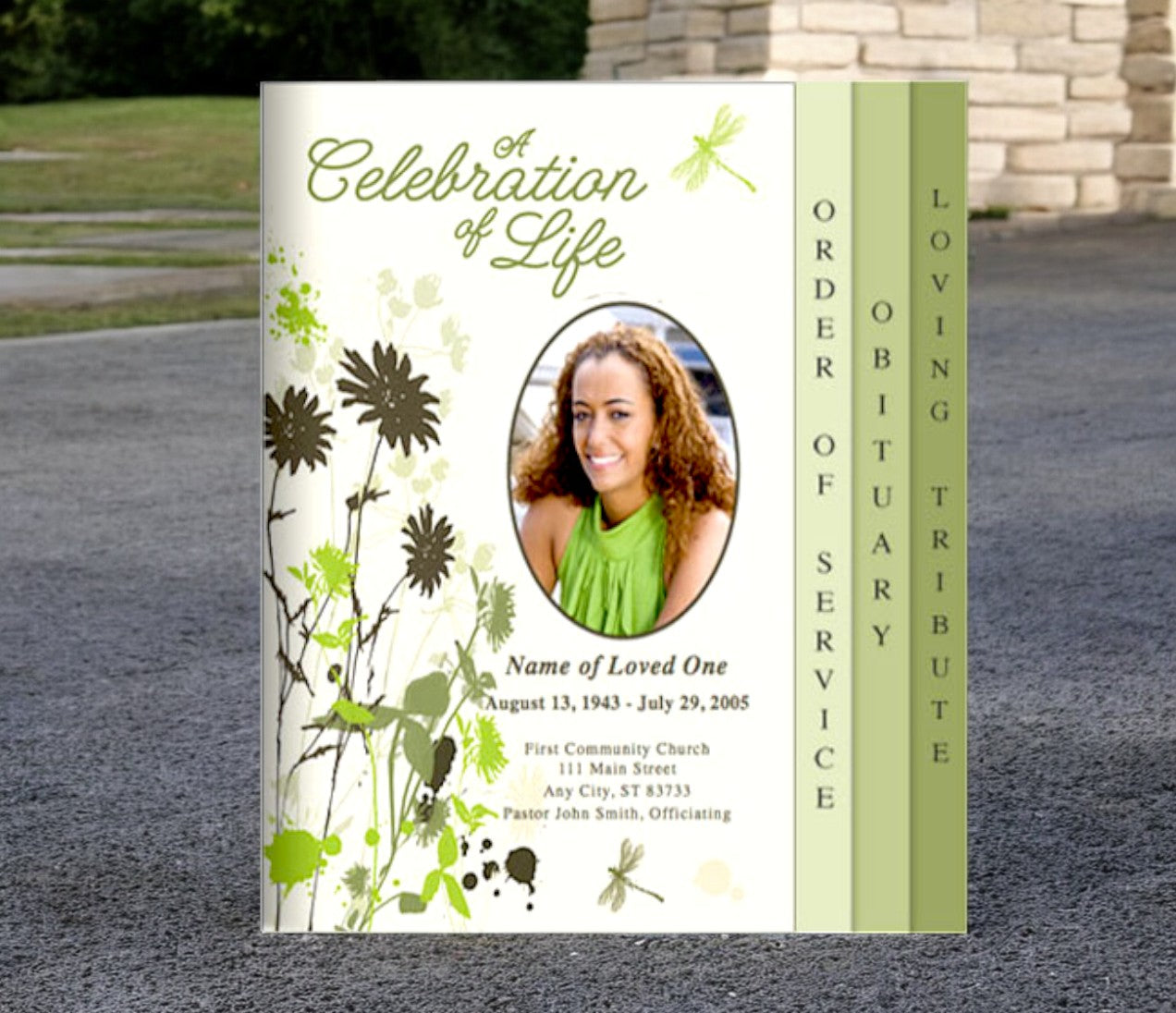 Dragonfly 8-Sided Graduated Funeral Program Template