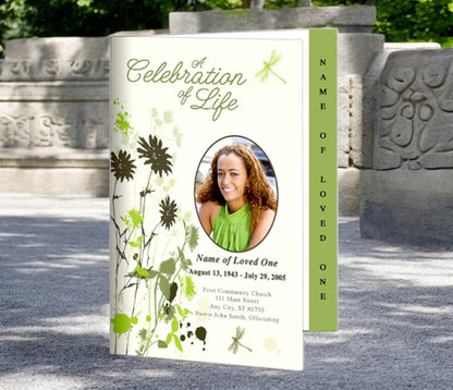 Dragonfly 4-Sided Graduated Funeral Program Template