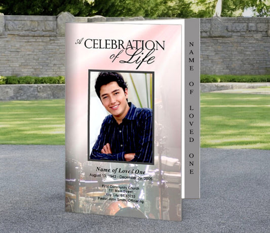 Drums 4-Sided Graduated Funeral Program Template