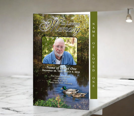 Duck Pond 4-Sided Graduated Funeral Program Template