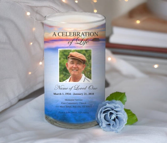 Sunset Dusk Personalized Glass Memorial Candle