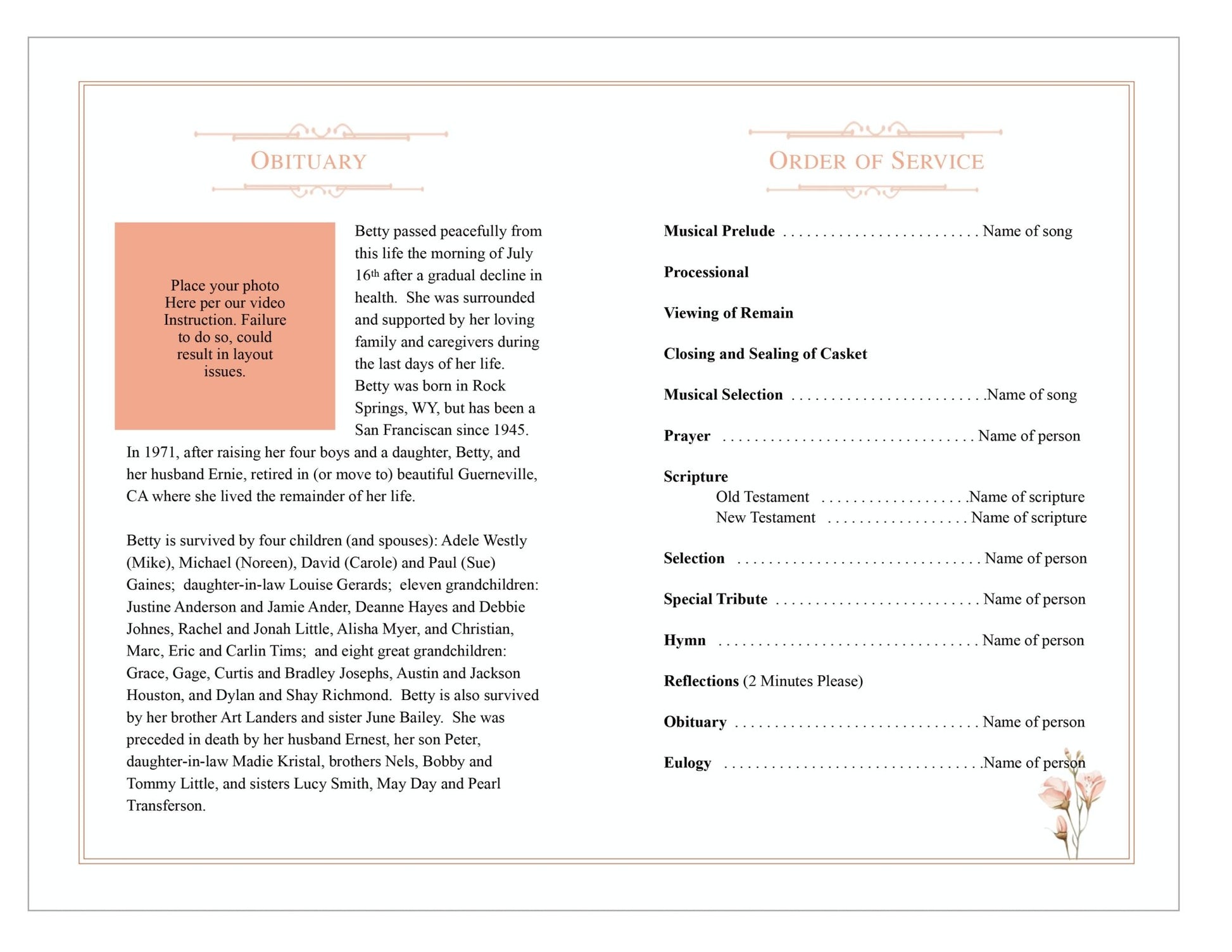 Eden Funeral Program Template - The Funeral Program Site